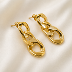 Maria chunky thick gold chain link dangle earrings