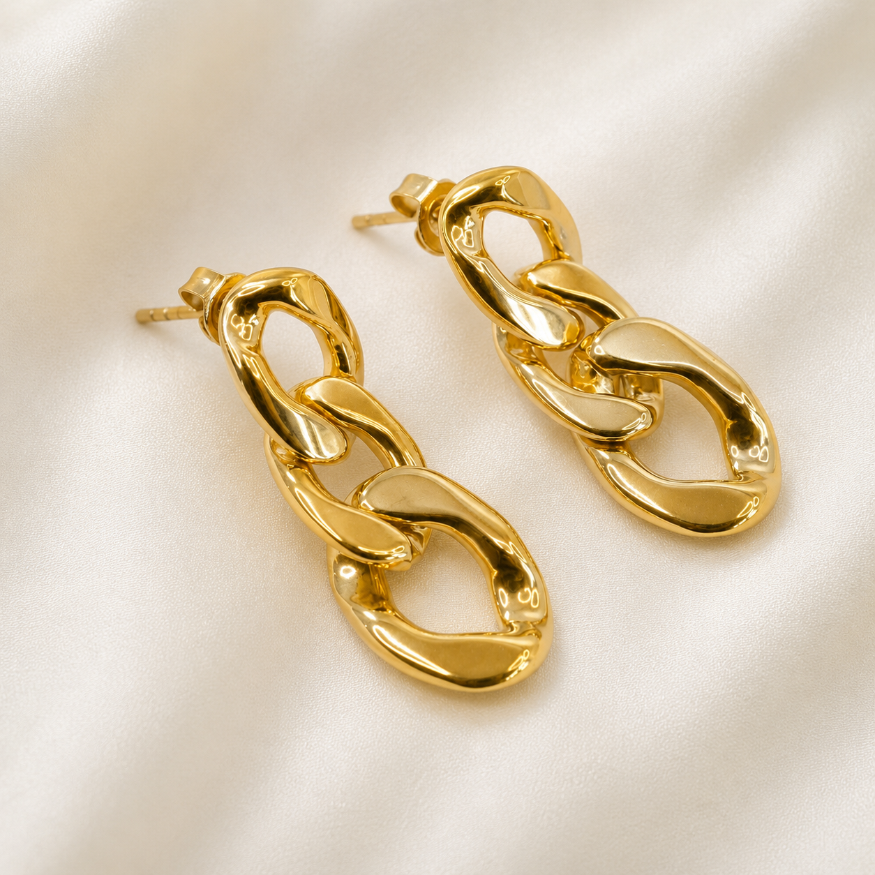 Maria chunky thick gold chain link dangle earrings