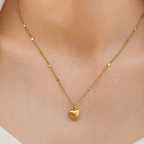 Stephanie gold puffy heart charm pendant necklace