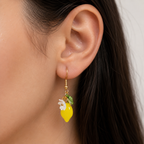 Handmade Lemon Daisy Gold Dangle Fruit Earrings E215