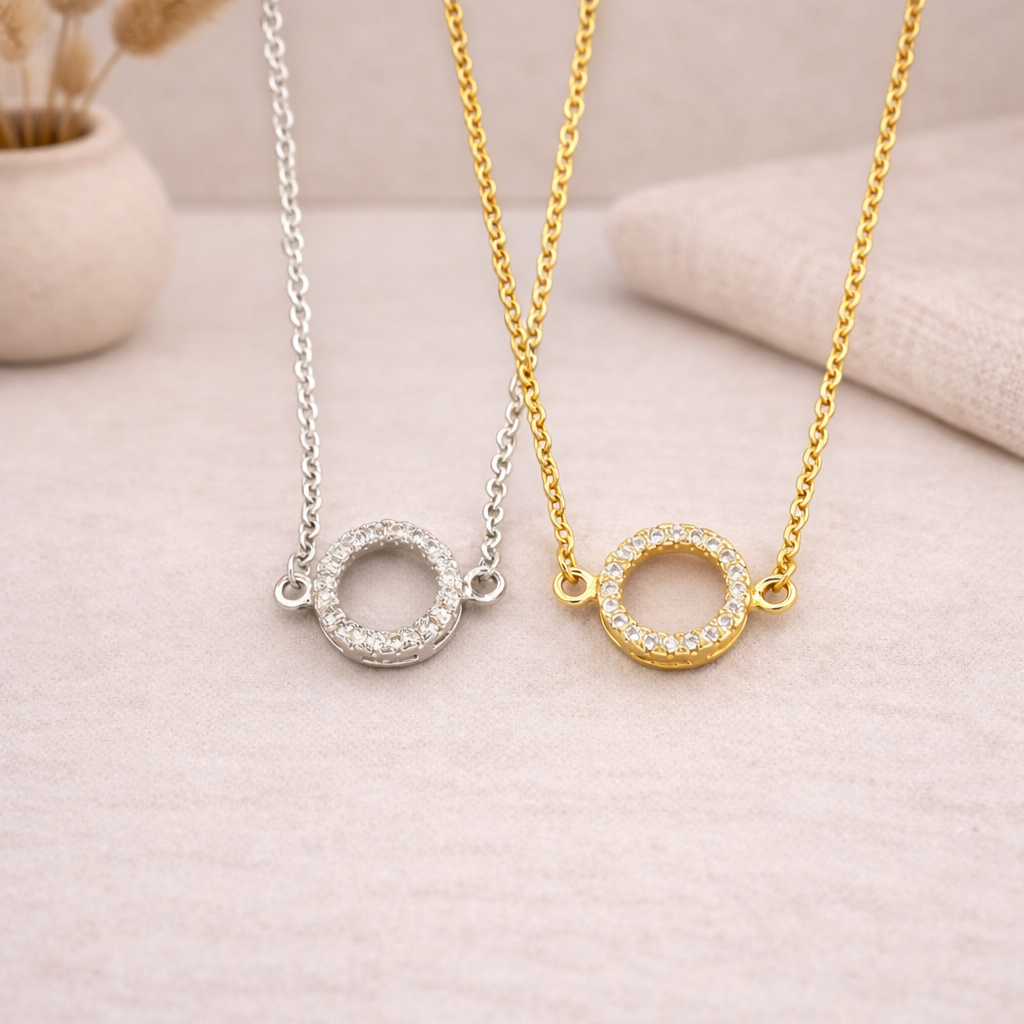 Eternity Paved Circle Dainty Charm Bracelet B016