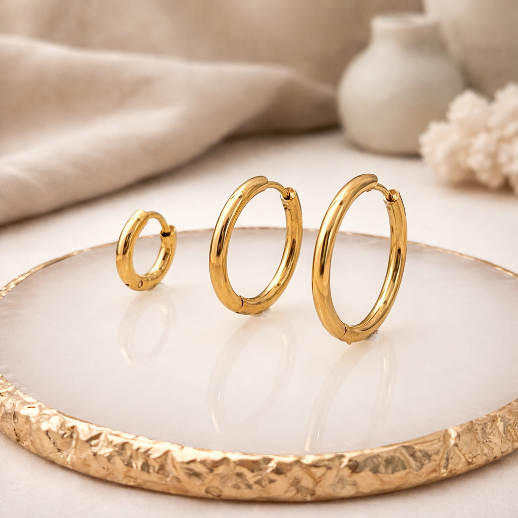 Giana classic minimalist gold huggie hoop earrings