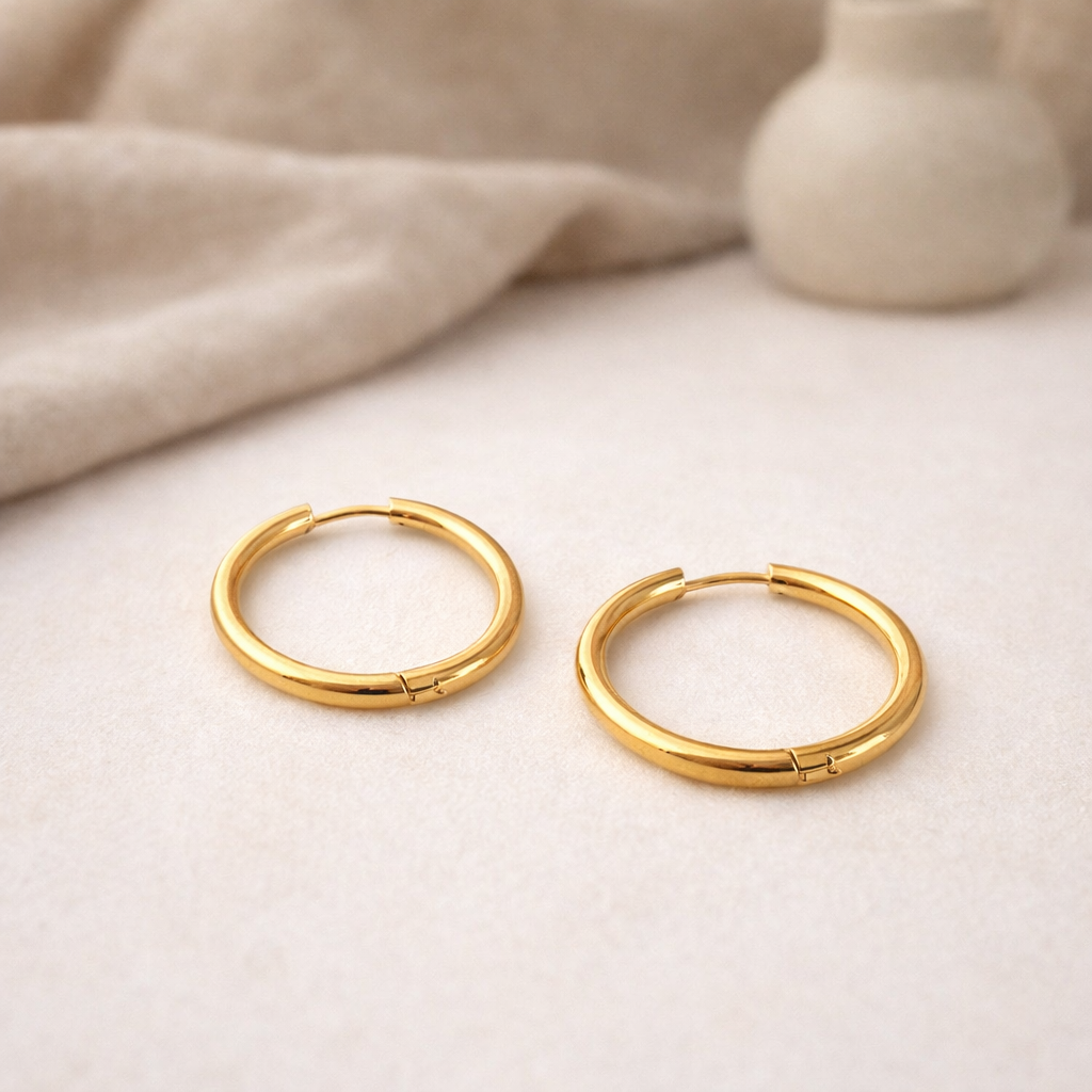 Giana classic minimalist gold huggie hoop earrings