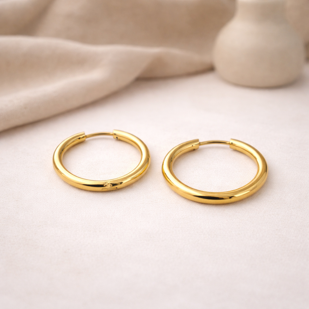 Giana classic minimalist gold huggie hoop earrings