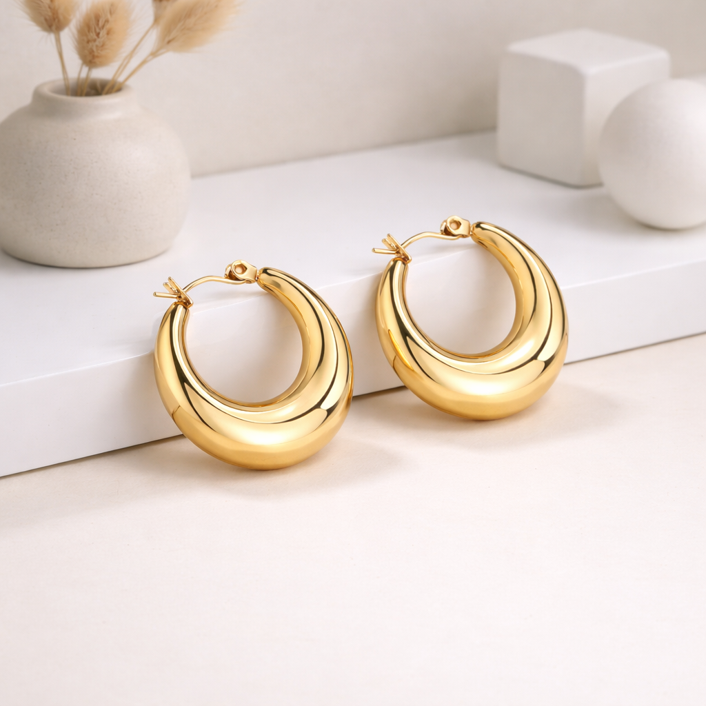 Julia Gold Dome Hoop Earrings