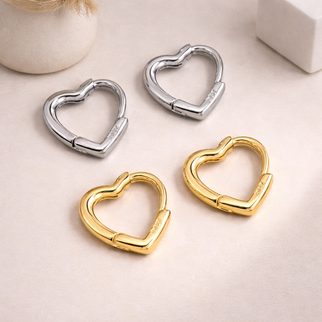 Brooke Dainty Heart Huggie Hoop Earrings