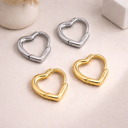 Brooke Dainty Heart Huggie Hoop Earrings