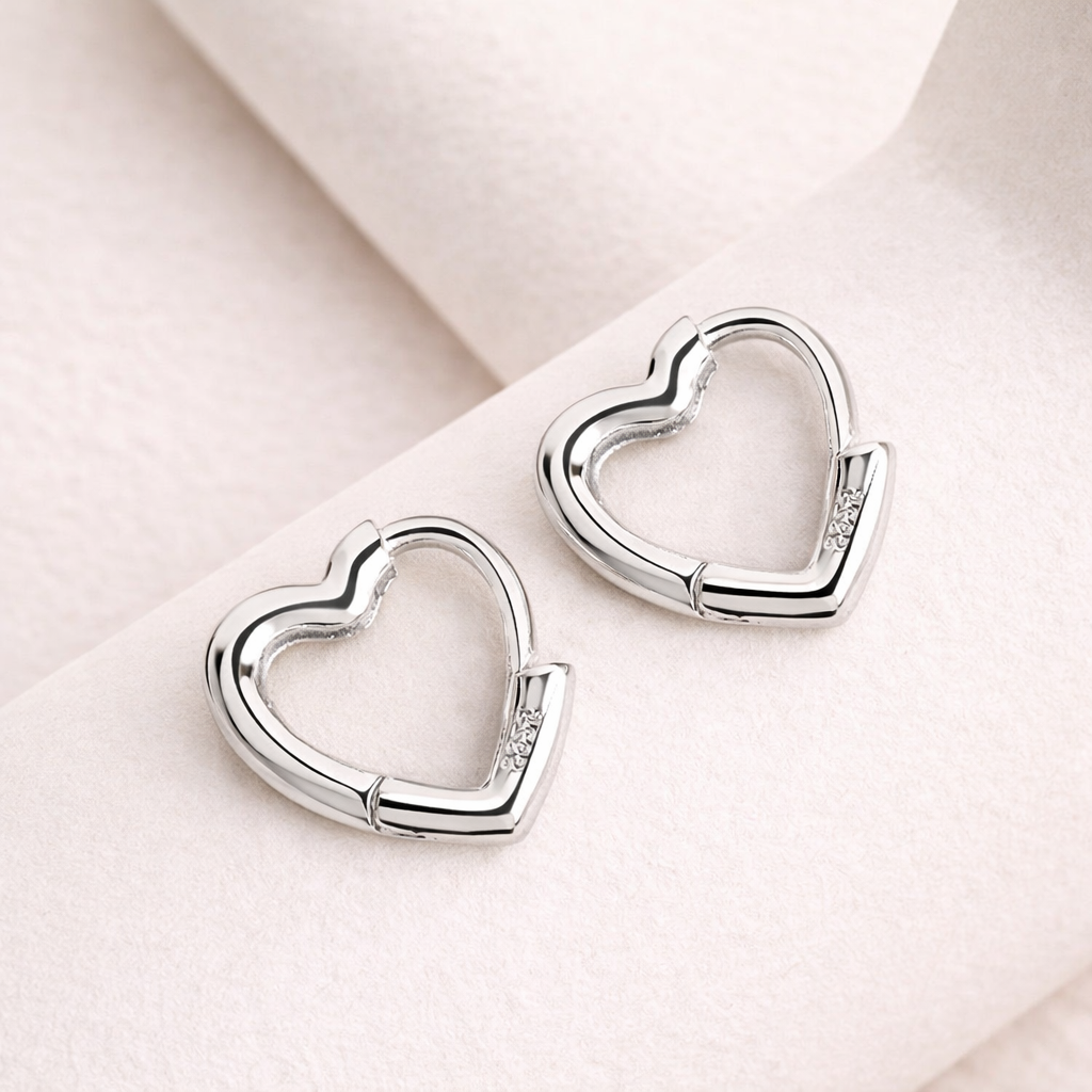 Brooke Dainty Heart Huggie Hoop Earrings