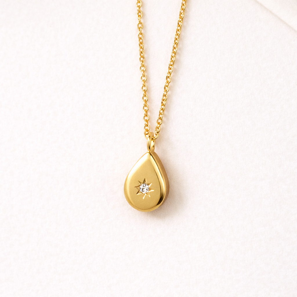 Ceilia Gold Tear Drop Cubic Zirconia Star Necklace