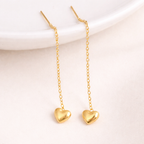 Daisy Gold heart Threader Dangle Long Drop Earrings