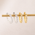 Gold Paved Huggie Hoop Earrings E033