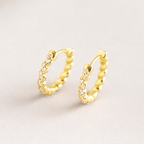 Gold Paved Huggie Hoop Earrings E033