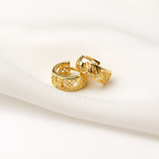 Dainty Gold Filigree Cutout Huggie Hoop Earrings E278