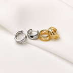 Dainty Gold Filigree Cutout Huggie Hoop Earrings E278