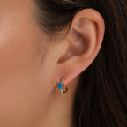 Gold Turquoise Baguette Huggie Hoop Earrings E282