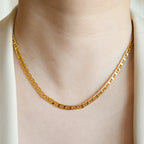 Chloe Gold Flat Figaro Dainty Chain Layering necklace