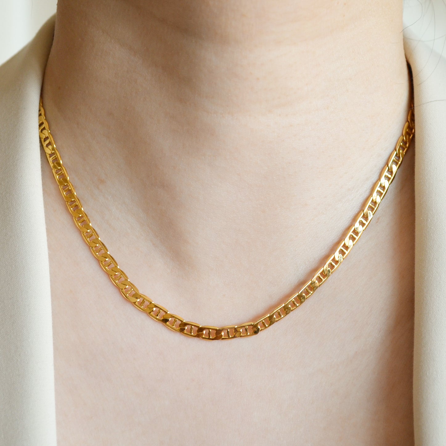 Chloe Gold Flat Figaro Dainty Chain Layering necklace