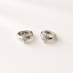 Gold Starburst Huggie Hoop Earrings with Cubic Zirconia for Women E168