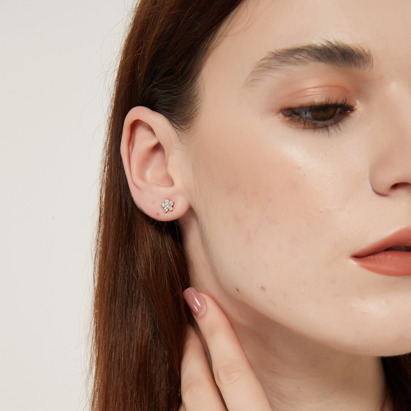 Juliette cz flower dainty gold crystal stud earrings