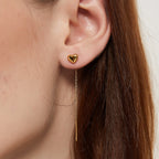 Daisy Gold heart Threader Dangle Long Drop Earrings