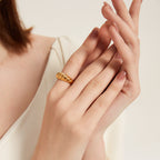 R008 gold twisted croissant chunky dome stackable ring