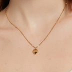 Stephanie gold puffy heart charm pendant necklace