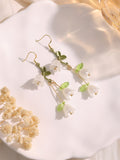 Double white lily of the valley flower dangle earrings E261