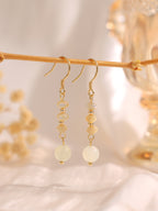 Beige cat eye beads dangle earrings E272