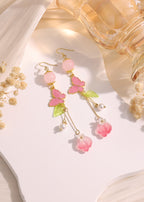 Crystal bead Butterfly Flower Pearl Dangle Earrings E264