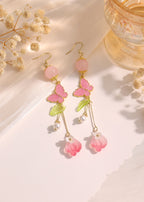 Crystal bead Butterfly Flower Pearl Dangle Earrings E264