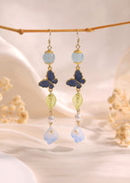 Crystal bead Butterfly Flower Pearl Dangle Earrings E264