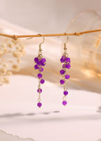 Purple cluster beads dangle earrings E273