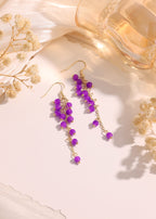 Purple cluster beads dangle earrings E273
