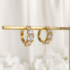 Paved baguette CZ huggie hoop earrings E255