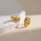Color gemstone chunky Gold Huggie Hoop Earrings E248