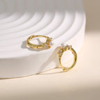 Dainty gold pearl cz huggie hoop earrings E250
