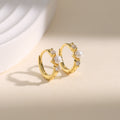 Dainty gold pearl cz huggie hoop earrings E250