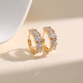 Paved baguette CZ huggie hoop earrings E255