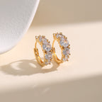 Paved baguette CZ huggie hoop earrings E255