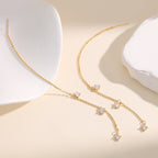Gold CZ Chain Threader Dangle Earrings E252