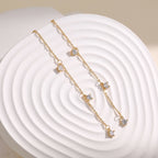 Gold CZ Chain Threader Dangle Earrings E252
