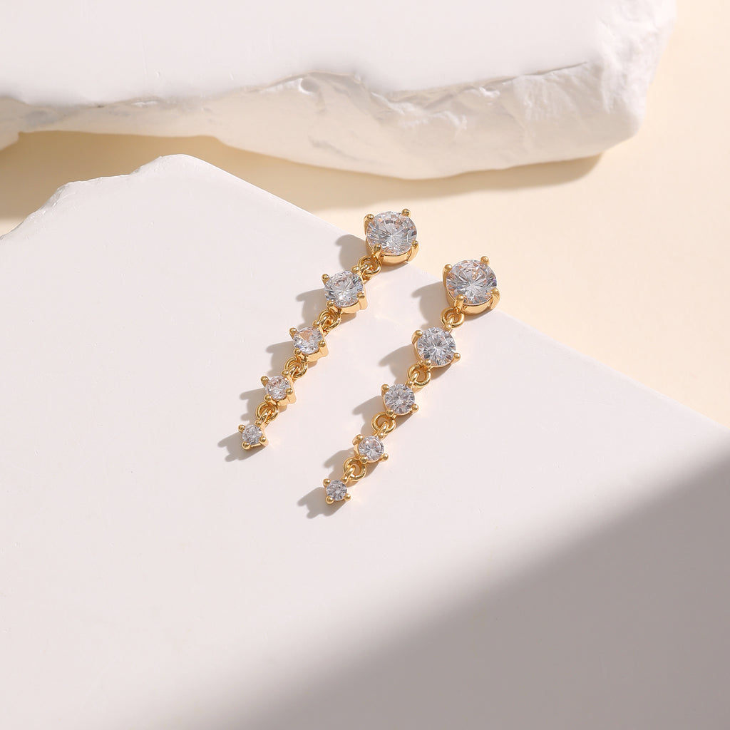 Gold Crystal Rhinestone Drop Dangle Earrings E251