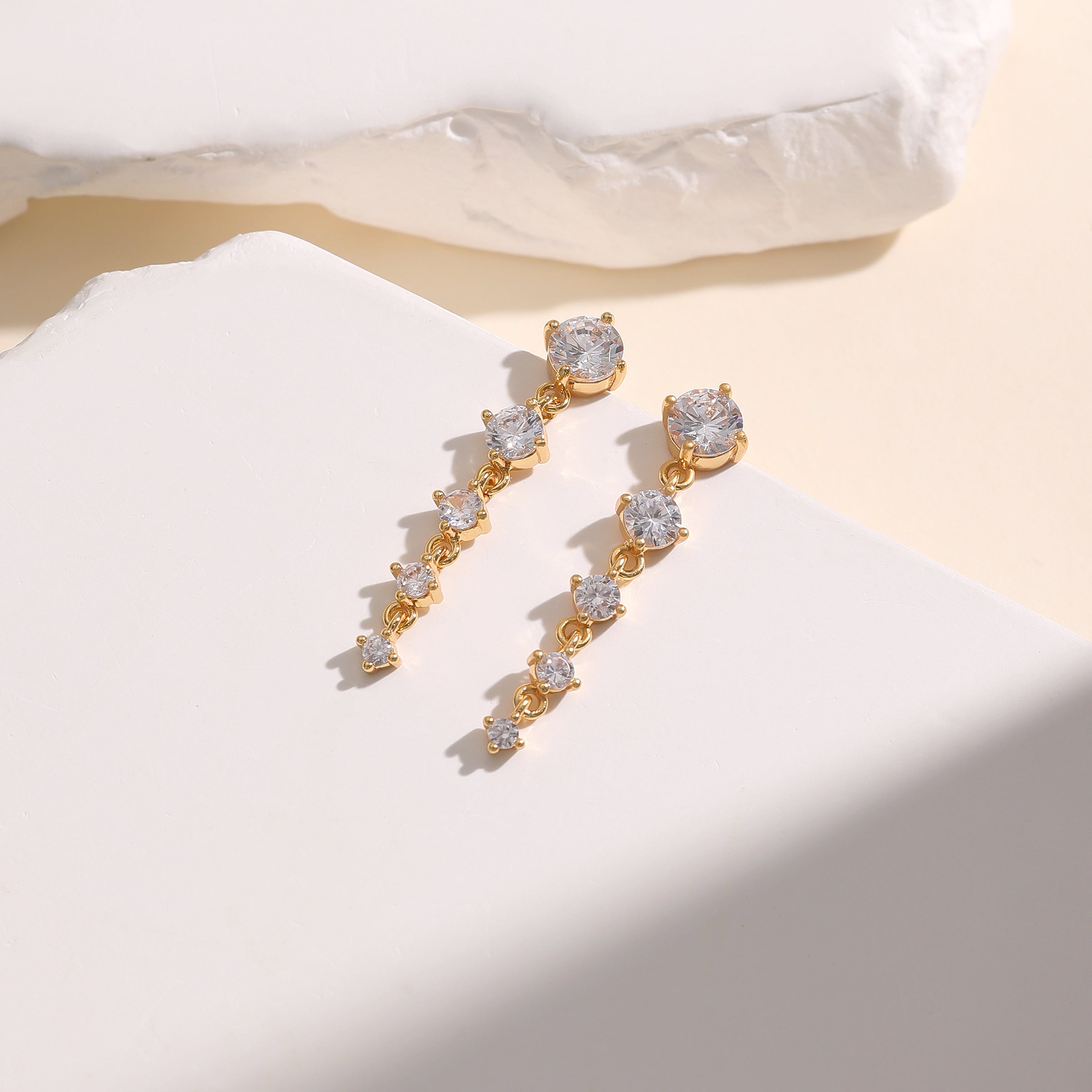 Gold Crystal Rhinestone Drop Dangle Earrings E251