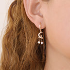 Gold Pave CZ Celestial Moon Star Drop Huggie Hoop Earrings E144