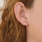 Dainty Gold Plated Pave CZ Huggie Hoop Earrings For Women E162