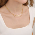 Minimalist gold duo chain layering necklace N011
