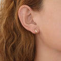 Gold Starburst Huggie Hoop Earrings with Cubic Zirconia for Women E168