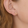 Gold Square CZ Huggie Hoop Earrings for Women E183