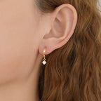 Gold Huggie Hoop Dainty Cubic Zirconia Solitaire Earrings E165