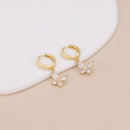 Crystal Butterfly Dangle Hoop Earrings E164